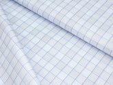 LIGHT BLUE WITH DARK BLUE SMALL CHECKS PREMIUM MIX COTTON SHIRT FABRIC.